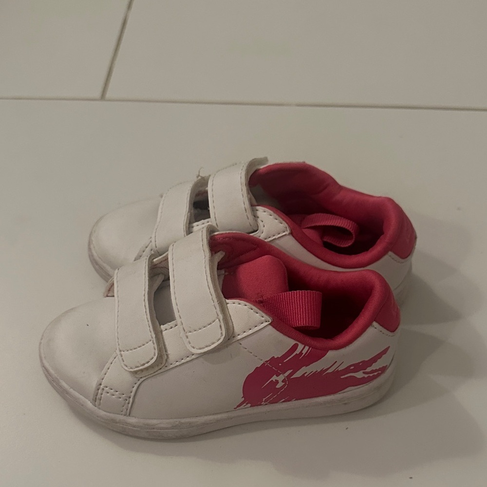 Lacoste Kids White and Pink Sneakers 8 toddler